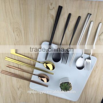 titanium plating 304 stainless steel spoon fork chopsticks/kf fork spoon ch0pstick/ fancy donnerware
