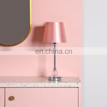 Korea new indoor light custom cheap pink modern bedside lamps for hotel home decor