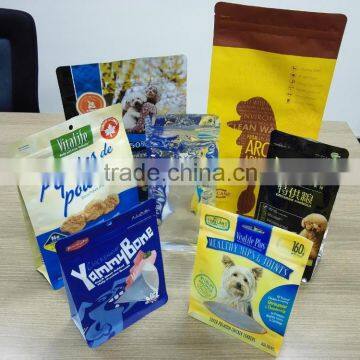 Flat bottom side gusset bag for pet food packaging/ laminated foil material pet food flat bottombag