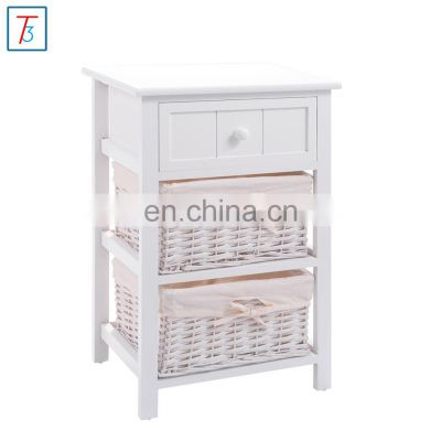 Night Stand Storage Drawer, 2 Baskets and Open Shelf for Bedroom