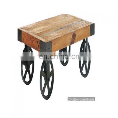 wooden table with wheels