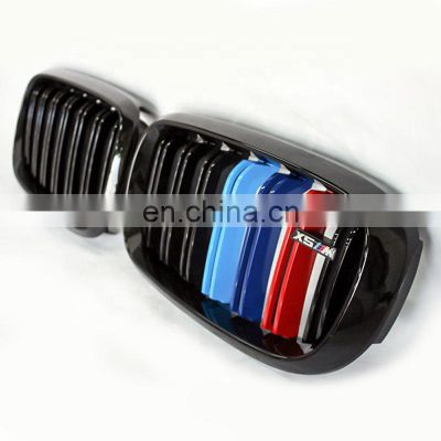 M color double slat line grill for BMW X5 X6 bumper grill ABS high quality kindly grill for BMW F15 F16 X5M 2014-2020