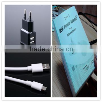 OEM black white gold logo printing retail package with micro cable US EU plug 5v 1.5a multi cell phone charger