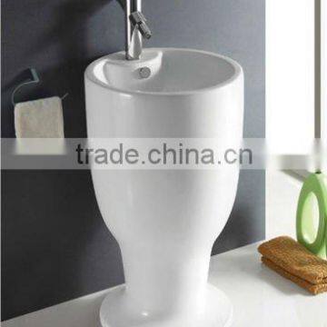 Modern bathroom one piece floor standing pedestal basin/lavatory (BSJ-B132)