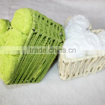 2015Hot sale New Desgin cotton towel gift set With Heart Basket Packing