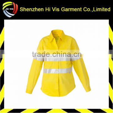 promote yellow hivis men long sleeve shirt with reflective tape