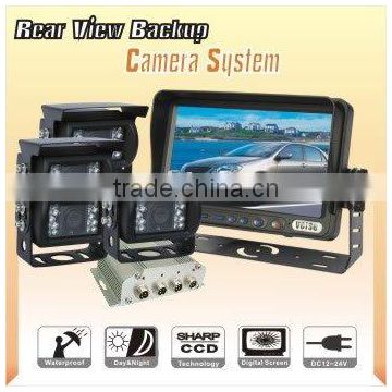 7inch wired cctv security system kits with waterproof car camera
