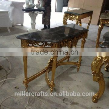 Gold leaf with natural marble top antique reproduction console table for sales