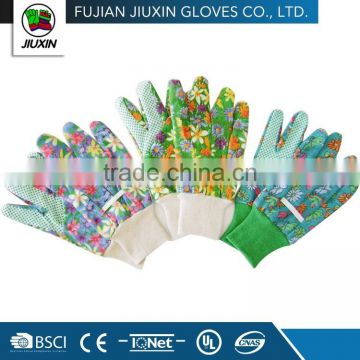 Drill cotton garden glove with PVC dots