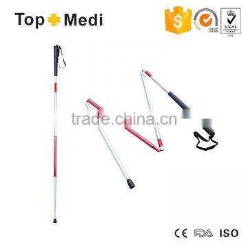 alibab china Rehabilitation Therapy Supplies folding aluminum blind walking aid/walking stick cane/ crutches
