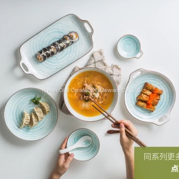 Japanese-style hand-painted colored ceramic porcelain plate for wholesale