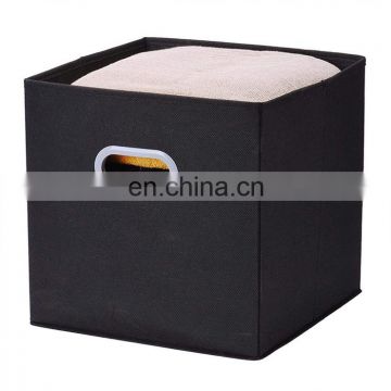 Larget set portable organizer folding fabric rectangle storage box with lid