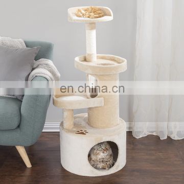 Small Size Cat Tree Cat Scratcher Condo with Tunnel 4 Tier with Scratching Post 43"