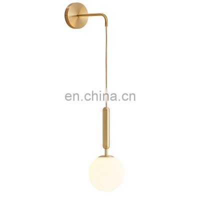 Minimalist White Gold Nordic Metal Glass Wall Lamp Round Shape Ball Wall Lights For Home