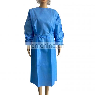 blue SMS non woven dental gowns disposable fluid resistant PPE