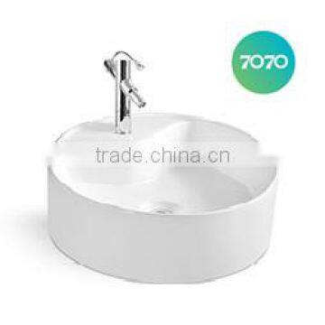 hot sale white colour above counter mounted single hole art bathroom wash basin 207