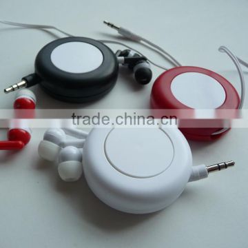 5.5cm diameter elastic promotion colorful retractable earphone for mobile