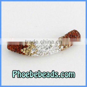Curved Tube Beads Wholesale Crystal Clay Charms Fashion Shamballa Bracelets Spacer Connector Handmade CTB-022