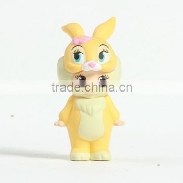 Cute yellow Bunny miniatures Soft pvc Vinyl toy/Custom design animal miniatures Soft pvc Vinyl toy/OEM Soft pvc Vinyl toy maker