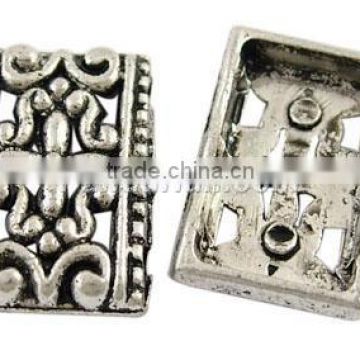 Tibetan Silver Beads, Lead Free and Nickel Free, Antique Silver, about 17mm long, 12mm wide, 3mm thick, hole: 1.5mm (LF0381Y-NF)