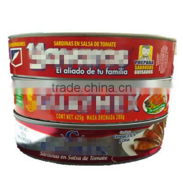 425G CANNED SARDINE IN TOMATO SAUCE IN OVAL CAN FOR SOUTH AMERICA MARKET