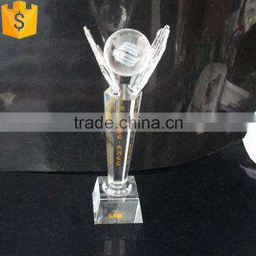 New design crystal hand shaped trophy on sale