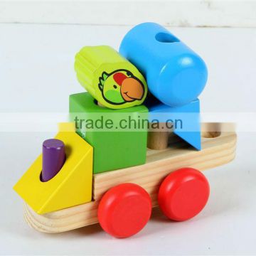 2013 hot sell wooden block train toys