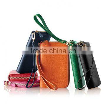 Leather Zip Wristlet wallet black and other colors