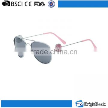 Most beautiful colorful lens uv400 metal frame flower shape decoration girls sunglasses latest fashion