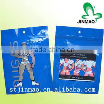 China manufacturer flat zipper top plastic garment bag & underwear bag