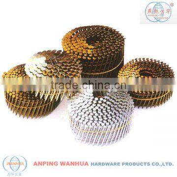 High Quality Yellow Coated Coil Nails (ISO 9001 Manufacturer)