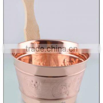 Copper Sauna Bucket with Flower Design