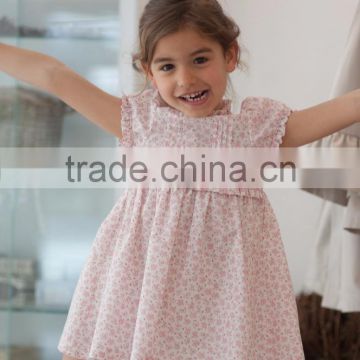 Latest Frock Design Pink Flower Printed Fashion Girls Cotton Model Fancy Party Dresses For Kids