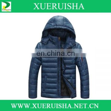 men high quality down jacket with soft shell and hood