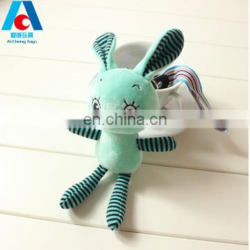 lovely 12cm soft plush rabbit toys keychain with metal keyring for promotion