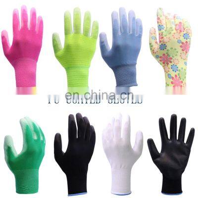 13 gauge polyester knitted black PU coated work gloves