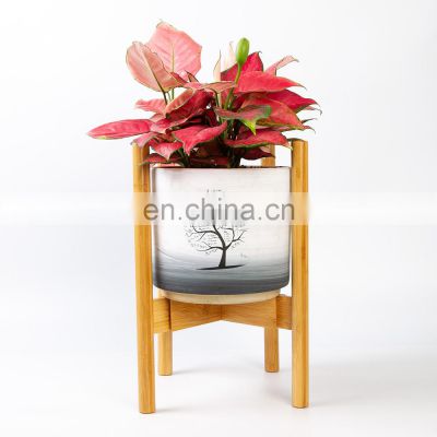 Hot Selling Adjustable Bamboo Plant Stand Flower Potted Holder Rack for Indoor Outdoor