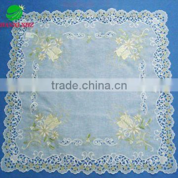 100% polyester embroidery christmas table cloth with cutworkhouseware household textile