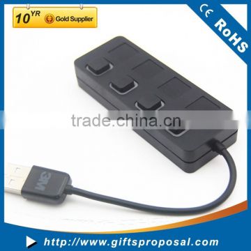 Wholesale USB 2.0 Hub 4 Ports with on/off switch and LEDs