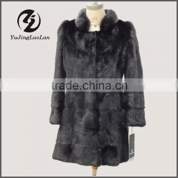 2015 hot sale new arrival woman long natural mink fur coat