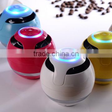 Ball shape design hands free call portable mini bluetooth speaker with LED lighting, aux line in and TF card slot