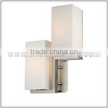 UL CUL Listed Brushed Nickel Hotel Glass Shades Lamp Fixture 2 Light Bathroom Light W90030