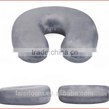 100% polyerter U shape pillow super soft fabric neck massage pillow LS-U-021-D travel foam pillow