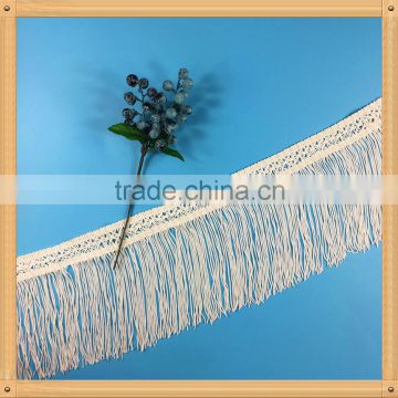 Cheap machine made white polyester rayon fringe for clothes