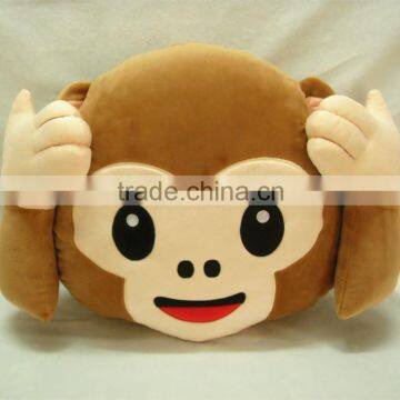 High quality plush stuffed whatsapp emoji monkey pillow cute animal pillow