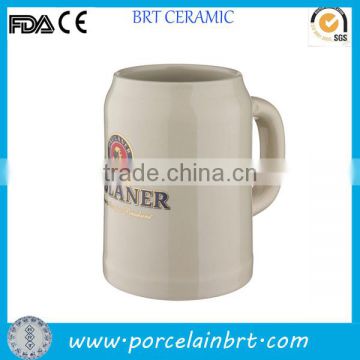 beige porcelain 6oz beer mug with custom design for promotions