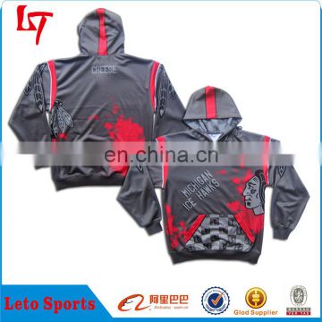 Fashion customized design sublimated gray and black hoody printing