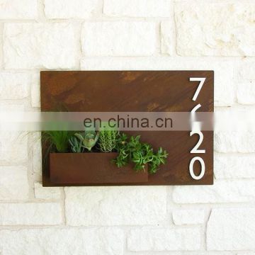 New Design wall metal planter with silver address number