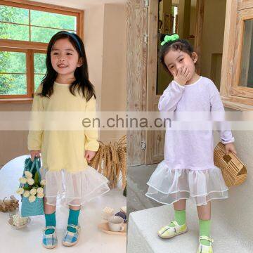 Girls dress stitching long sleeve princess dress