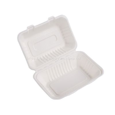 Recyclable biodegradable disposable 9inch*6inch clamshell lunch boxes